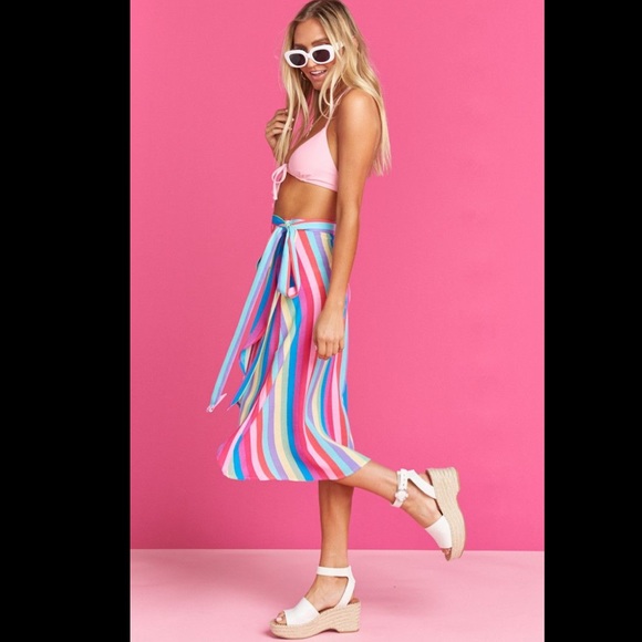 Show Me Your MuMu Dresses & Skirts - Mattel Barbie Panama Tie Wrap Skirt Rainbow Stripe